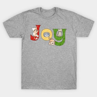 Joy Christmas Cat Art T-Shirt